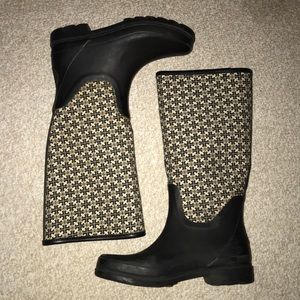Tory Burch black and white rain boots